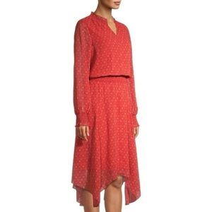 Beautiful time and tru size 2X coral red printed chiffon dress